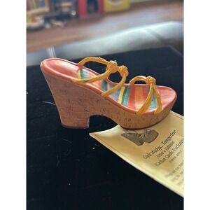 Raine Originals Cork Wedge Tangerine Carlton Cards Exclusive Mini Shoe Figurine